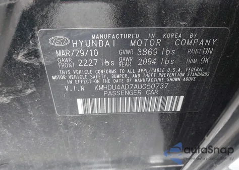 2010 Hyundai Elantra Gls from USA, damaged, VIN KMHDU4AD7AU050737